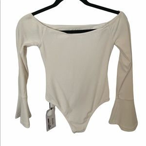 Size 6 White body suit with bell sleeves